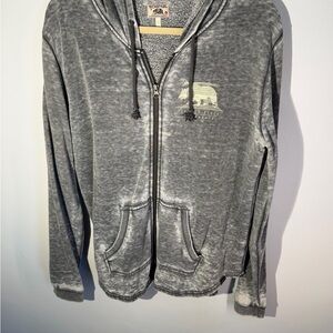 Gray Hermosa Beach Bear Logo Zip-Up Hoodie | California Beachwear